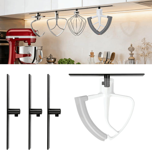 Stand Mixer Attachment Holder for KitchenAid Accessories and Attachments - 4 Pack Hanging Organizer for Storage Your Kitchen Aid Dough Hook Paddle Whisk Attachment Hanger (Plastic White)