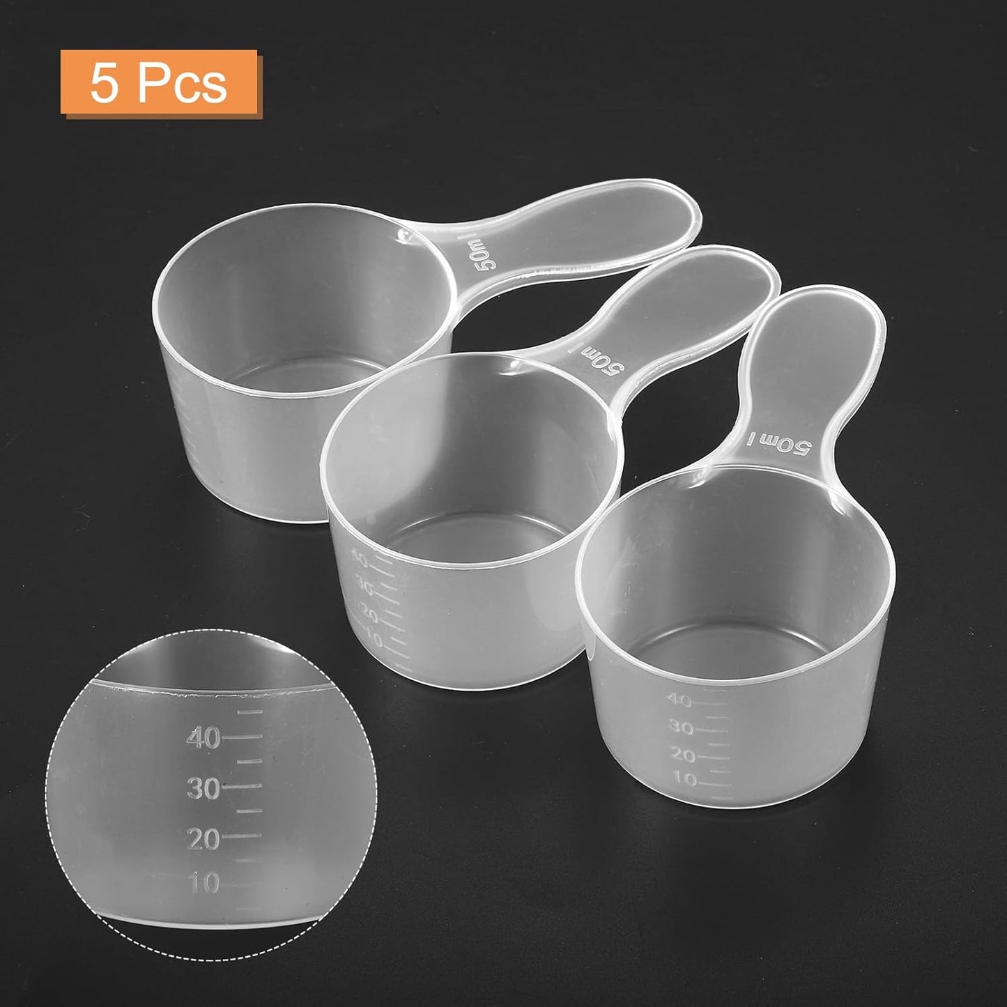 uxcell 5Pcs Plastic Measuring Spoons 25g/50ml Table Spoon Powder Scoops Spoon for Measuring Coffee Protein Powder Spices, Clear