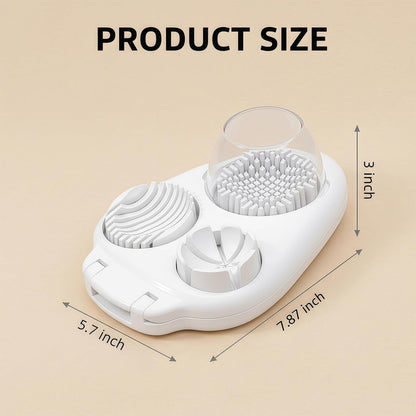 3-in-1 Egg Slicer for Hard Boiled Eggs – Stainless Steel Dicer & Cuber, 3 Slice Modes Kitchen Gadget for Strawberry, Cherry Tomato, Grape – Durable, Dishwasher Safe, BPA-Free (White)
