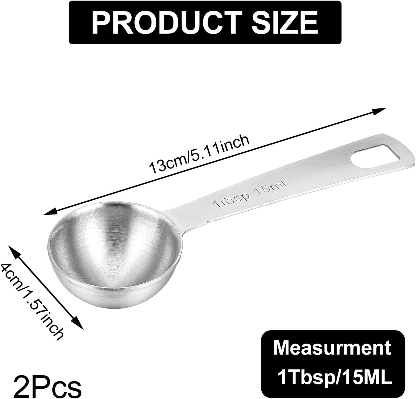 2 PCS Measuring Spoons Tablespoon Measuring Spoon 1/6 Tbsp (1/2 tsp | 2.5 ml | 2.5 cc | 1/12 oz) Mini Spoons Stainless Steel Measuring Spoons for Kitchen Cooking Spoon(Silver)