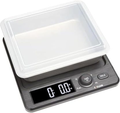 Taylor Waterproof Digital Kitchen Scale, 11 pounds, Black