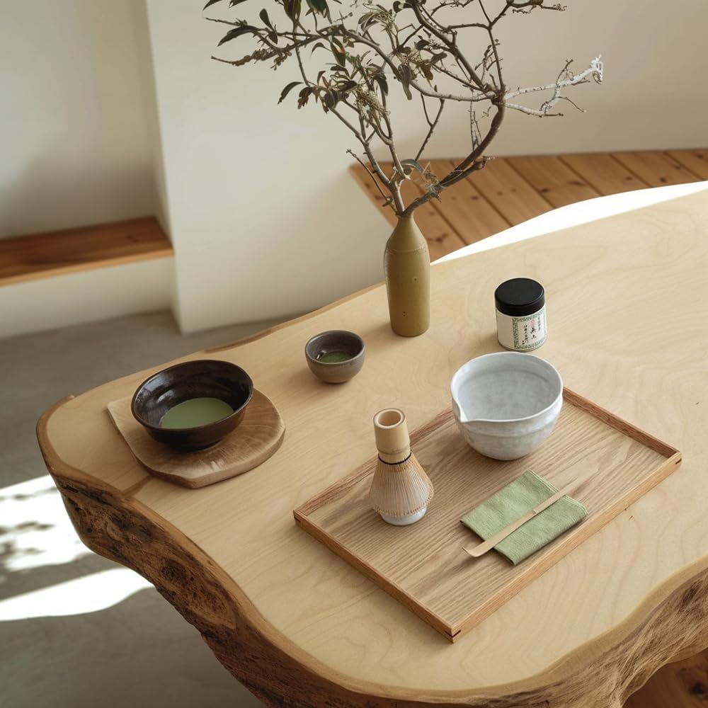 6-pcs Japanese Matcha Whisk Set with Handmade Wabi-Sabi Ceramic Bowl(Chawan),Bamboo Chasen, Whisk Holder, Scoop, Sifter & Tea Towel,Matcha Ceremony Kit,(Sandstone Reactive Glaze)