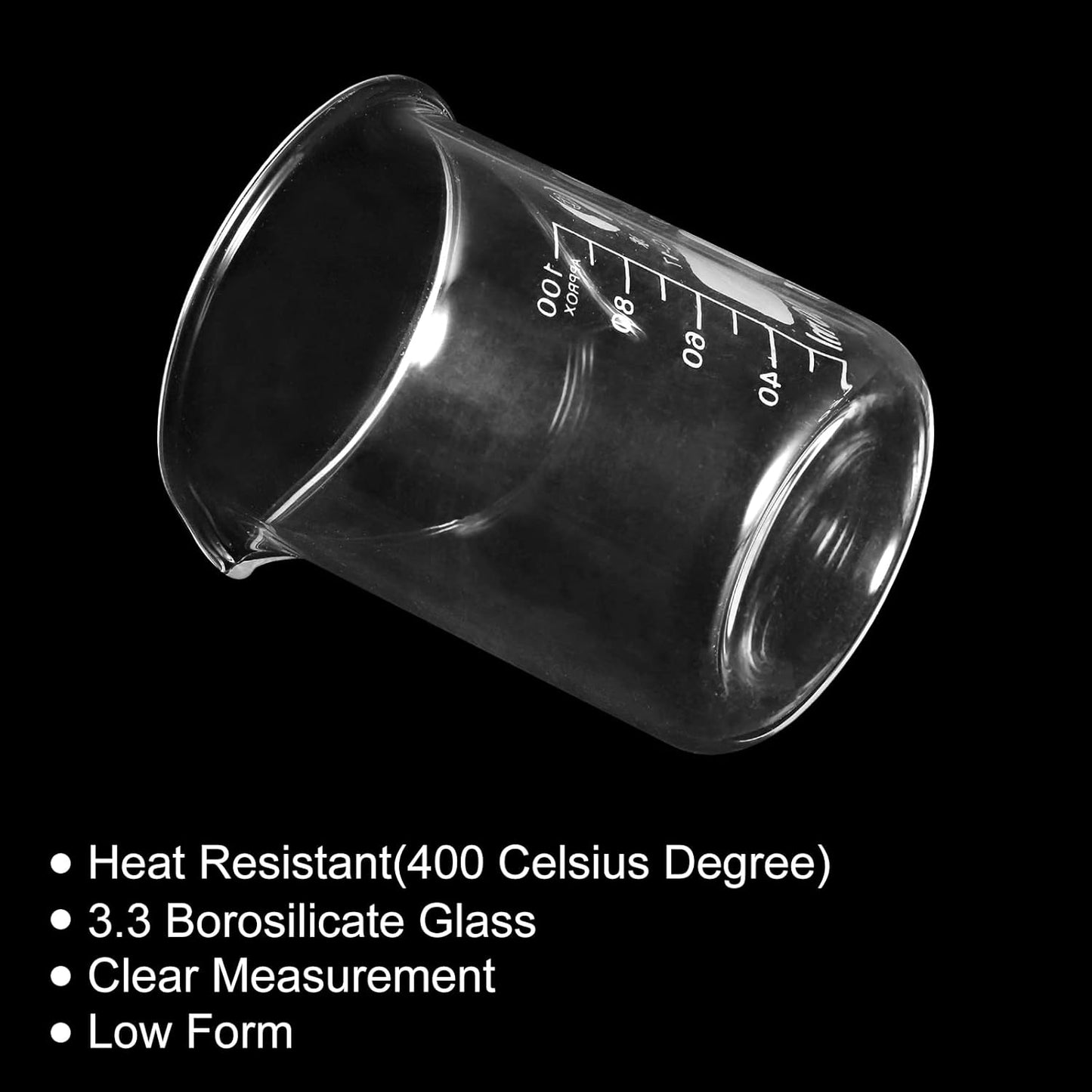PATIKIL 3Pcs 10ml Low Form Glass Beaker, 3.3 Borosilicate Glass Graduated Printed Scale Measuring Cups with Spout for Kitchen Lab Liquids