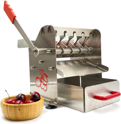 Harvest Fiesta - Stainless Steel Deluxe Cherry Pitter - 5-At-Once Capacity