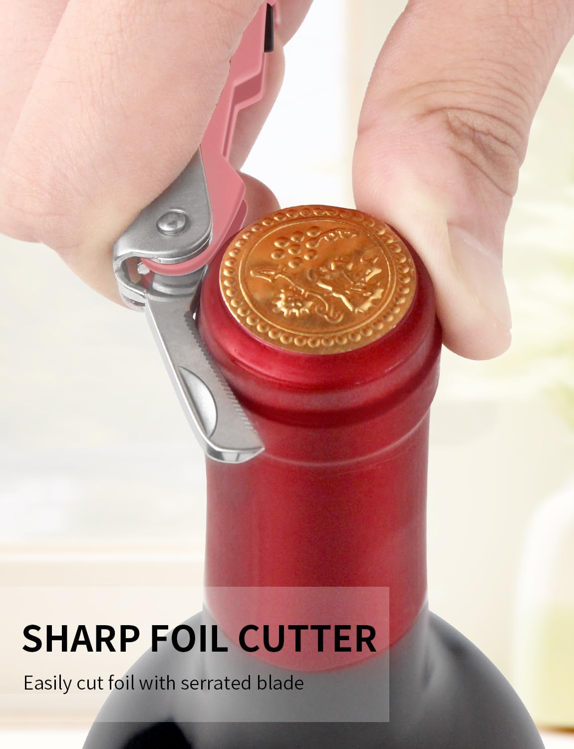 CORKAS Wine Key - Professional Handcrafted Heavy Duty Waiter Corkscrew, Compact Wine Opener with Double Hinged, Foil Cutter and Bottle Opener, Gifts for Servers, Sommelier, Bartenders - Red