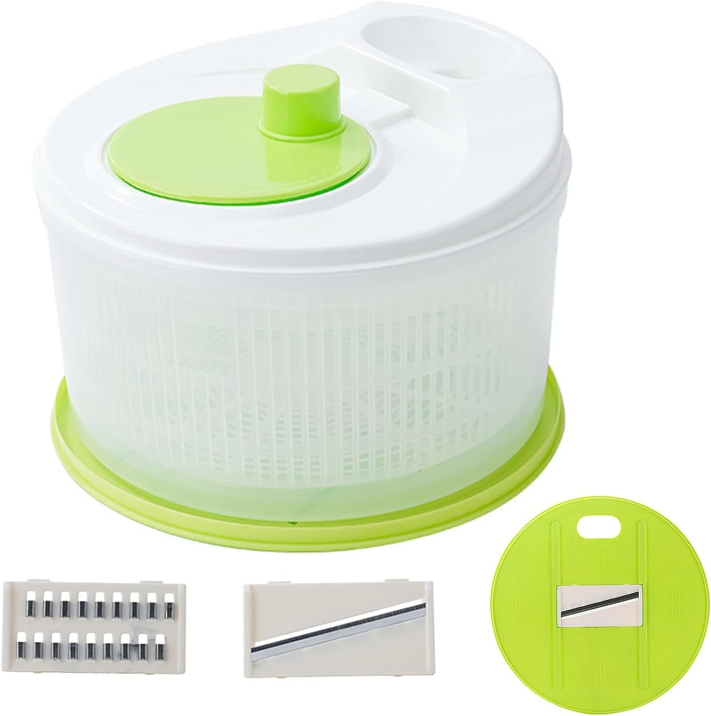 Salad Spinners Best Rated Lettuce Spinner Vegetable Washer 2-in-1 Quick Dehydration, Slicing and Shredding