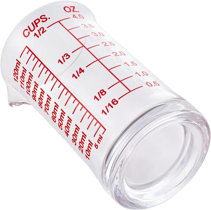 Ackers 4oz Glass Measuring Cup – Shot Glass with Ounce,Ml,Cups Markings for Kitchen & Bar(Pack of 2)