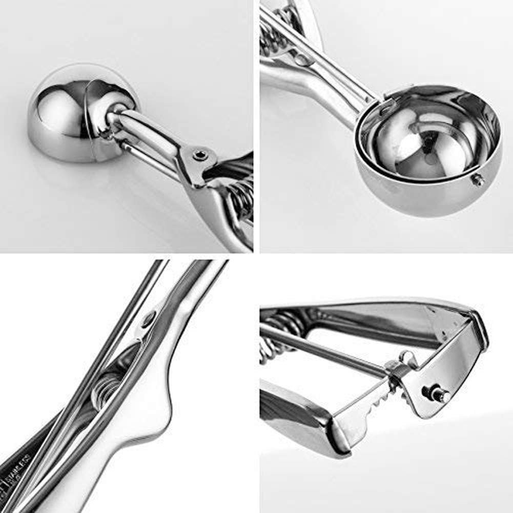 Cookie Scoop Set, 3 PCS Ice Cream Scoop with Trigger, 18/8 Stainless Steel for Baking Include Large-Medium-Small Size Perfect for Cookie, Ice Cream, Cupcake, Muffin, Meatball