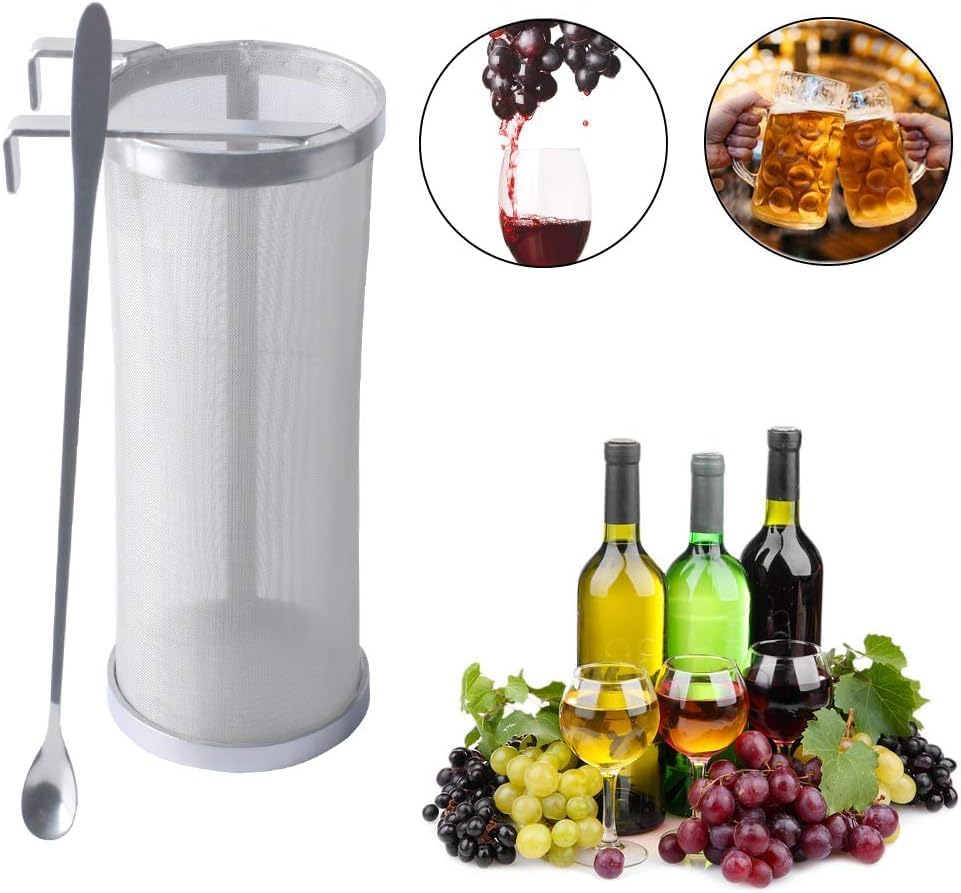 Gekufa 4×10 Inch Hop Spider 300-Micron Stainless Steel Hop Filter with Spoon – Homebrew Strainer for Beer Brewing, Tea, Coffee, Compost Tea (4×10 inch)