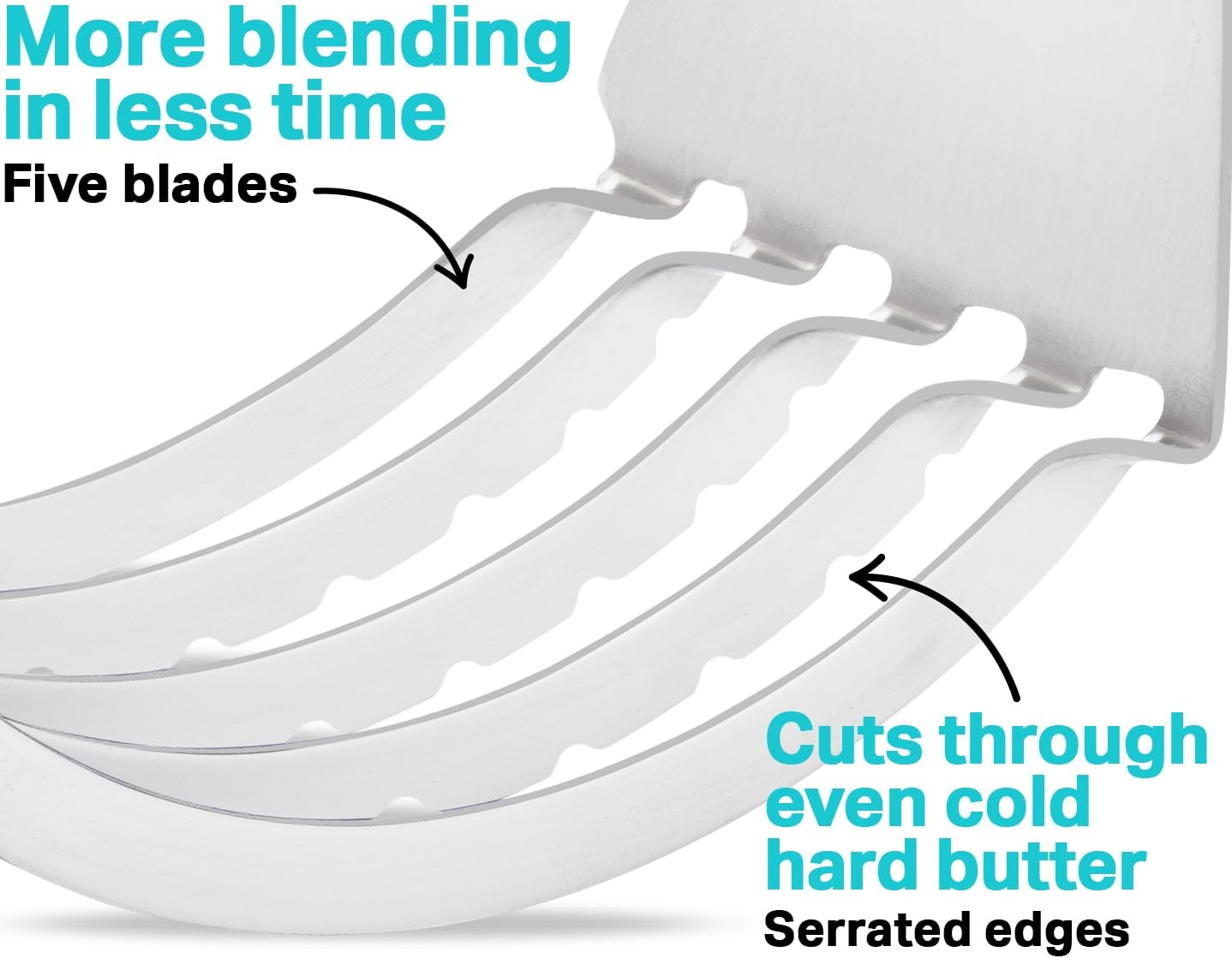 Pastry Cutter Tool - Heavy Duty Stainless Steel Pastry Blender, Comfortable Handle, Dishwasher Safe, Perfect Flaky Pie Crust & Biscuits - Blue