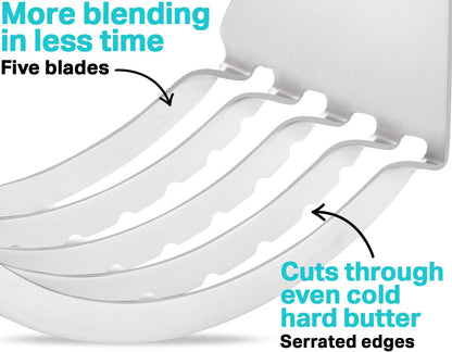 Pastry Cutter Tool - Heavy Duty Stainless Steel Pastry Blender, Comfortable Handle, Dishwasher Safe, Perfect Flaky Pie Crust & Biscuits - Blue