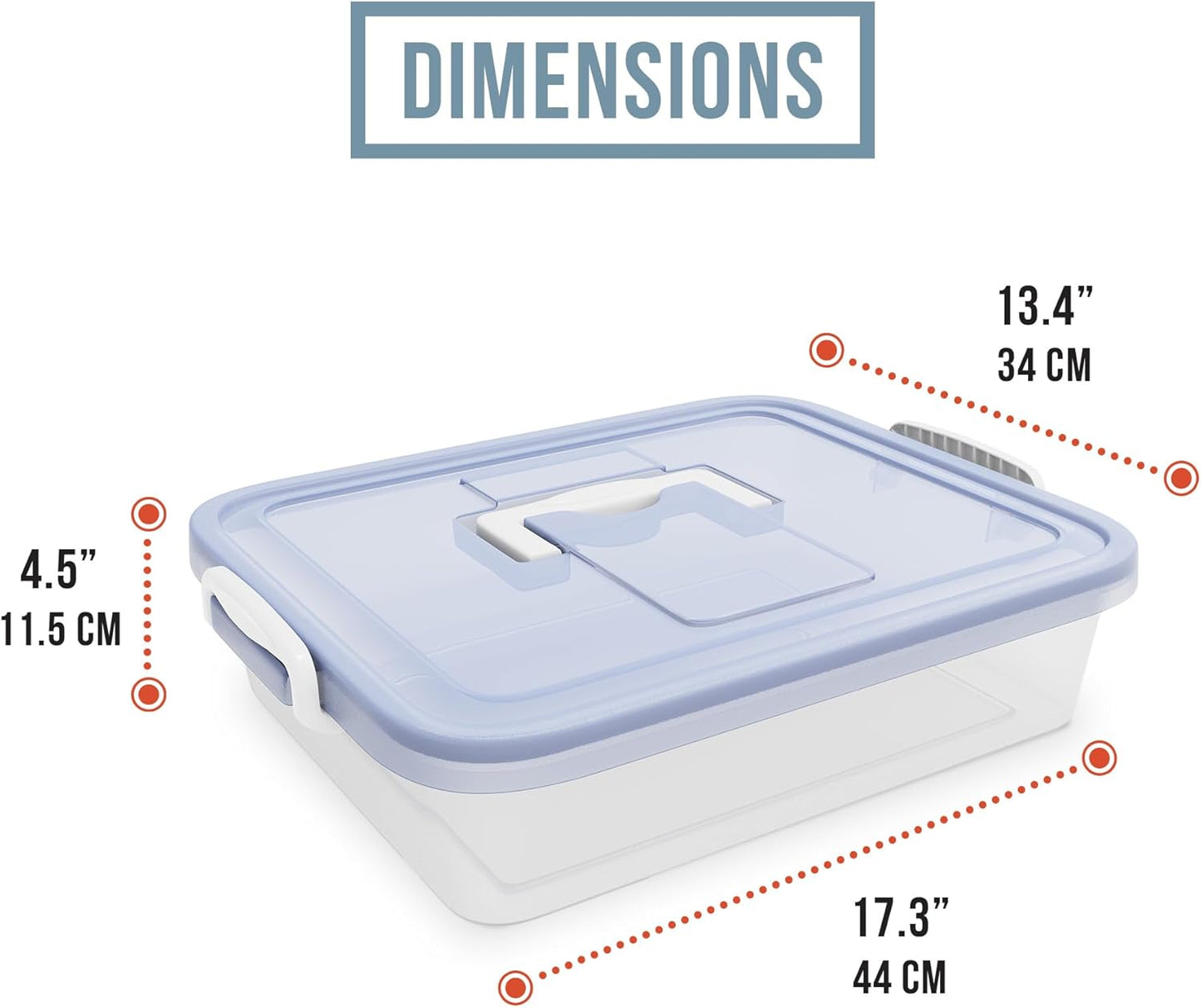 Chef Pomodoro Pizza Dough Proofing Box, 14 x 11-Inch, Preparation Container with Lid, Fits 4-6 Proofing Balls, Household Pizza and Bread Dough Tray With Convenient Carry Handle (Blue)