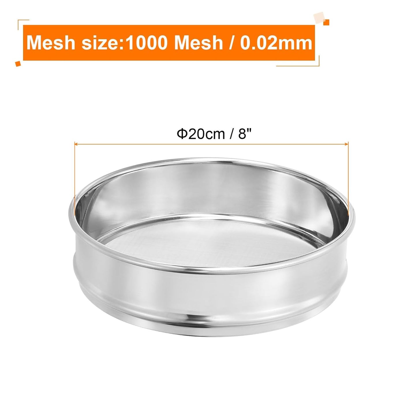 PATIKIL 40 Mesh Lab Sieve, 8" Diameter Test Sieve 304 Stainless Steel Wire Cloth (0.45mm) for Industrial Laboratory - Colors B