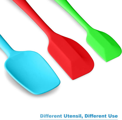 Silicone Spatulas Set Turners Tongs Cooking Utensils Set High Heat Resistant Kitchen Scraper Spatulas for Cooking Mixing Baking BPA Free Dishwasher Safe, Black