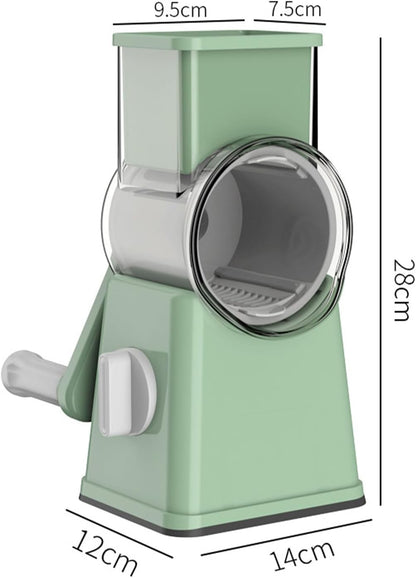 Rotary Cheese Grater and Shredder | Vegetable Chopper and Slicer | 8 Blades Manual Food Cutter | Multi-Function Grater | green
