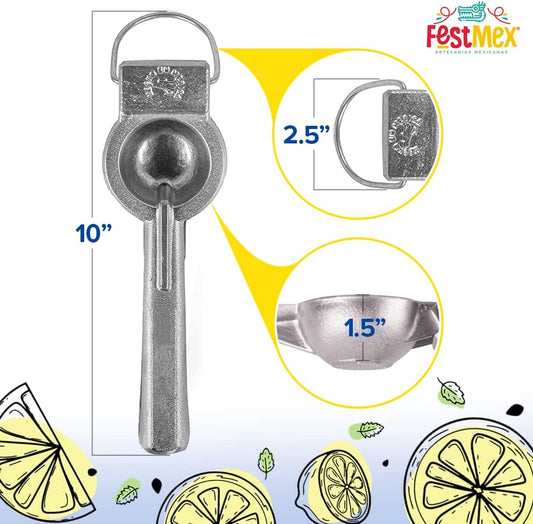 Lemon Squeezer Cast Premium Aluminum Manual Hand Press Juicer, 2.4" Large – Heavy-Duty Mexican Made Citrus Juicer for Lemons, Limes & Oranges, Handheld Juice Press, Exprimidor de Limones