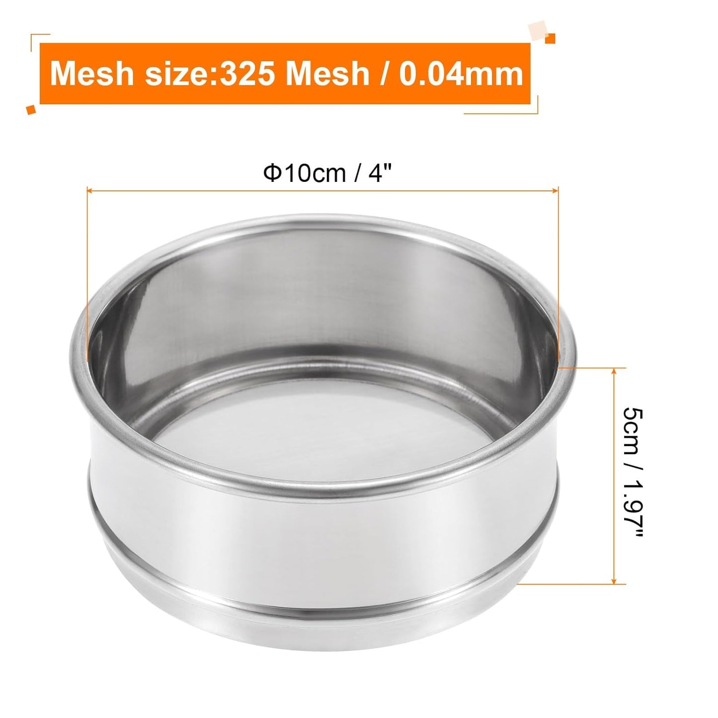 PATIKIL 150 Mesh Lab Sieve, 4" Diameter Test Sieve 304 Stainless Steel Wire Cloth (0.1mm) for Industrial Laboratory