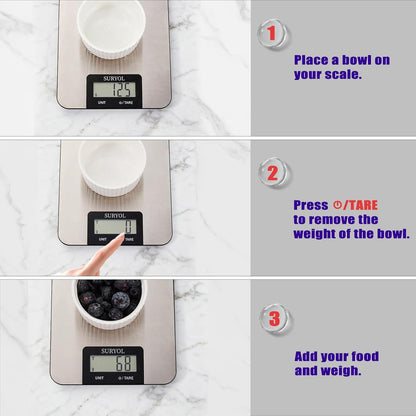 Food Kitchen Scale High-Precision Digital Scale Accurate Weighing for Baking & Cooking Enthusiasts(Silvery & Grayish Green)