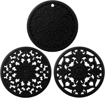 Silicone Trivets Mats for Hot Pots & Pans & Dishes, Hot Pads for Kitchen, Multipurpose Heat Resistant Mat for Kitchen Counter, Durable & Flexible Silicone Pot Holder Set 2 Rectangular Purple