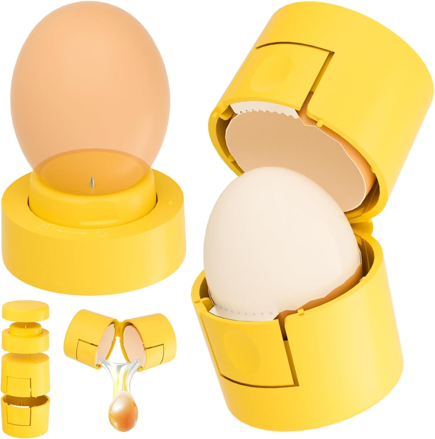 Upgraded 2 in 1 Egg Shell Opener, Hard Boiled Egg Peeler with Piercer, Cute Egg Cracker for Raw Eggs, Egg Separator for Home Kitchen Gadgets Tool