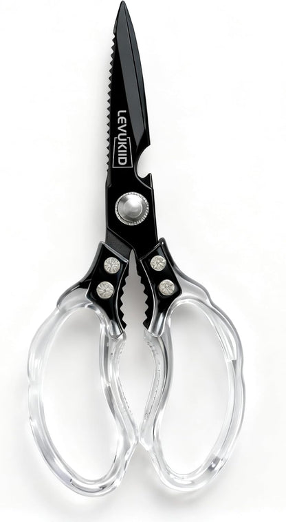 Rust-Resistant Kitchen Scissors, Transparent and Stylish Handle, Suitable For Cutting Various Foods and Their Packaging, Suitable For Large Hands,Colorful Blade