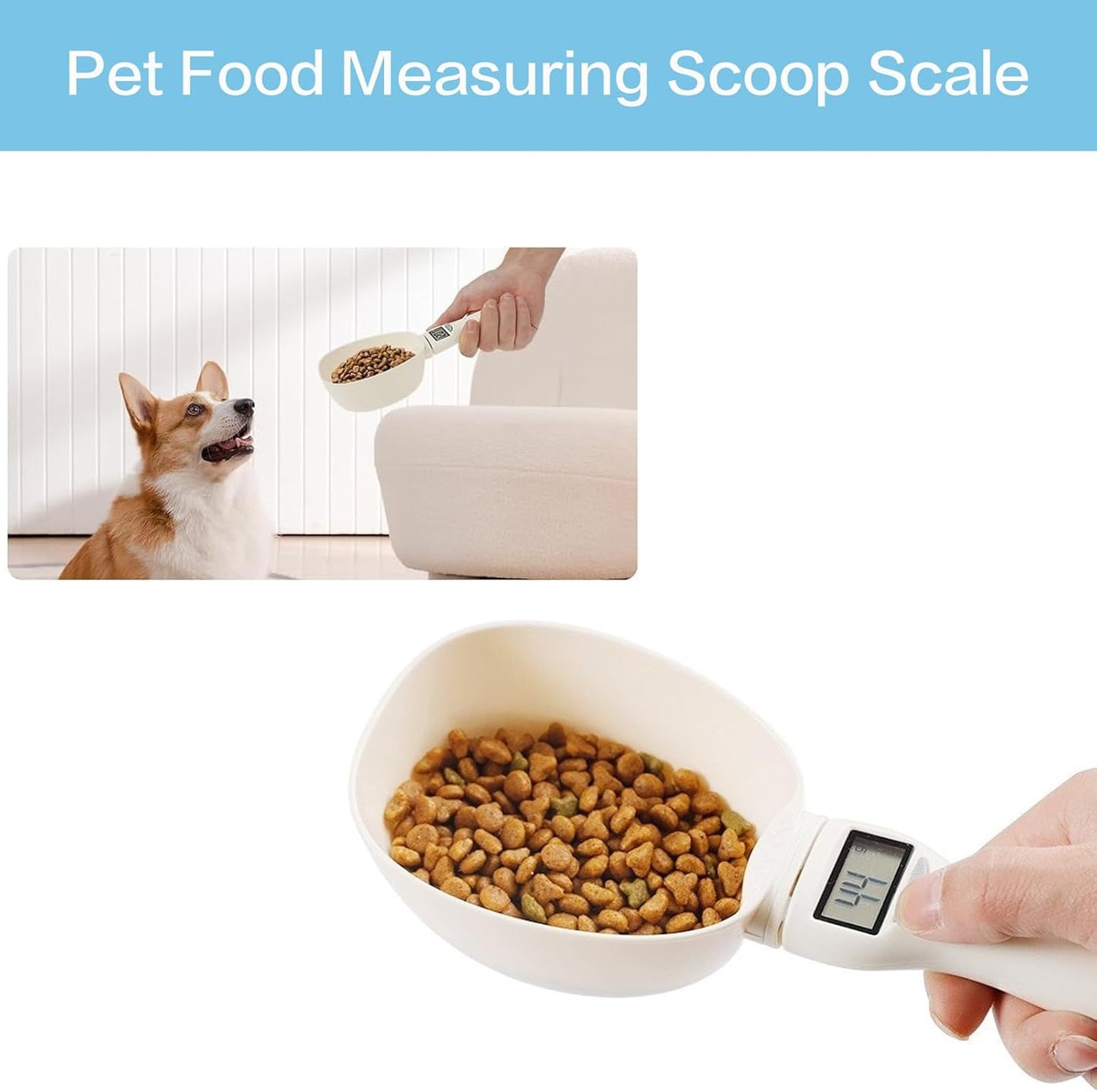 Digital Measuring Spoon Scale, Electronic Kitchen Measuring Spoon Scale for Cooking Baking, Grams and Ounces, Smart Adjustable Measure Cup with LCD Screen for Home Cooks Bakers Pet Owners
