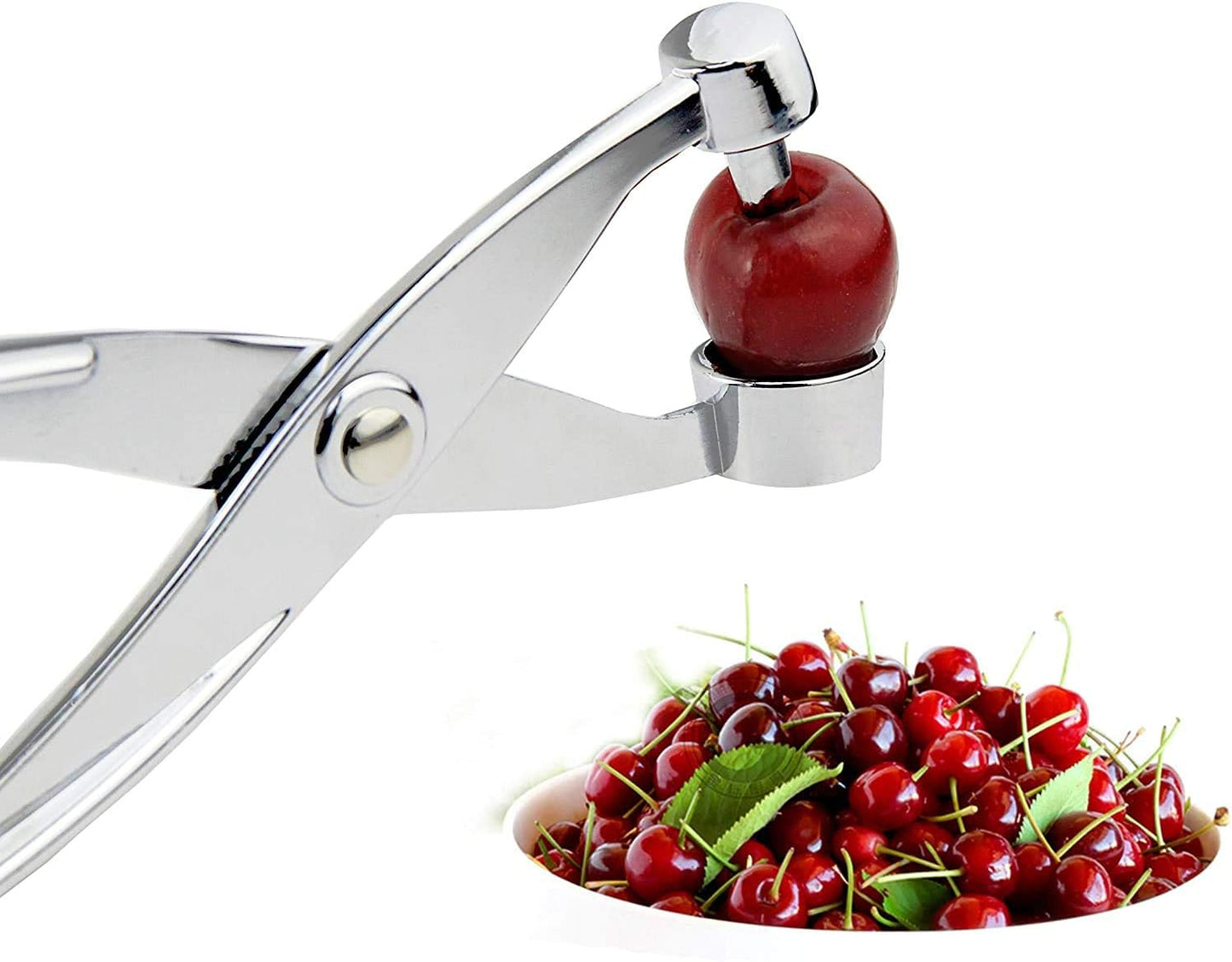 Cherry Pitter Remover, Heavy Duty Zinc Alloy Cherry Stoner - Silver