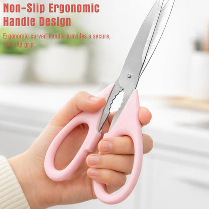 2-Pack Pink Kitchen Scissors, Heavy-Duty All-Purpose Meat Shears, Stainless Steel, Dishwasher Safe