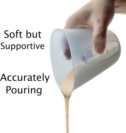 Silicone Measuring Cups, Blender, Liquid, Paint and Resin Mixing (16oz & 8oz), Squeeze, Pour Mixing Coffee, Making Cake, Cookies Baking, BPA Free. For Molds, Jewelry Making, Waxing, Easy to Clean