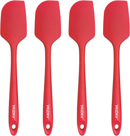 4 Pcs Silicone Spatula Set, 11.4 In, 600°F Heat Resistant Rubber Spatulas for Baking, Cooking & Mixing, Flexible and Non-Stick Kitchen Utensils, Seamless & Dishwasher Safe (Multicolor)