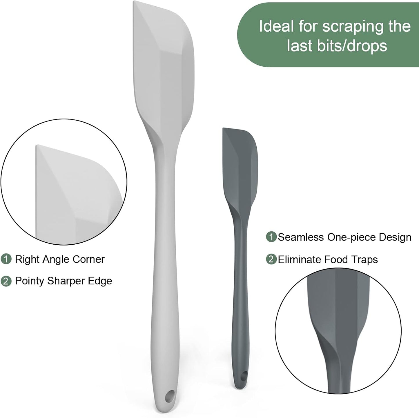 Silicone Spatula Set, Premium Spatulas Silicone Heat Resistant 2 Small & 2 Large Flexible Scraper for Nonstick Cookware, Rubber Spatula for Kitchen Mixing Baking Cooking Use, Soft Spatula - Set of 4