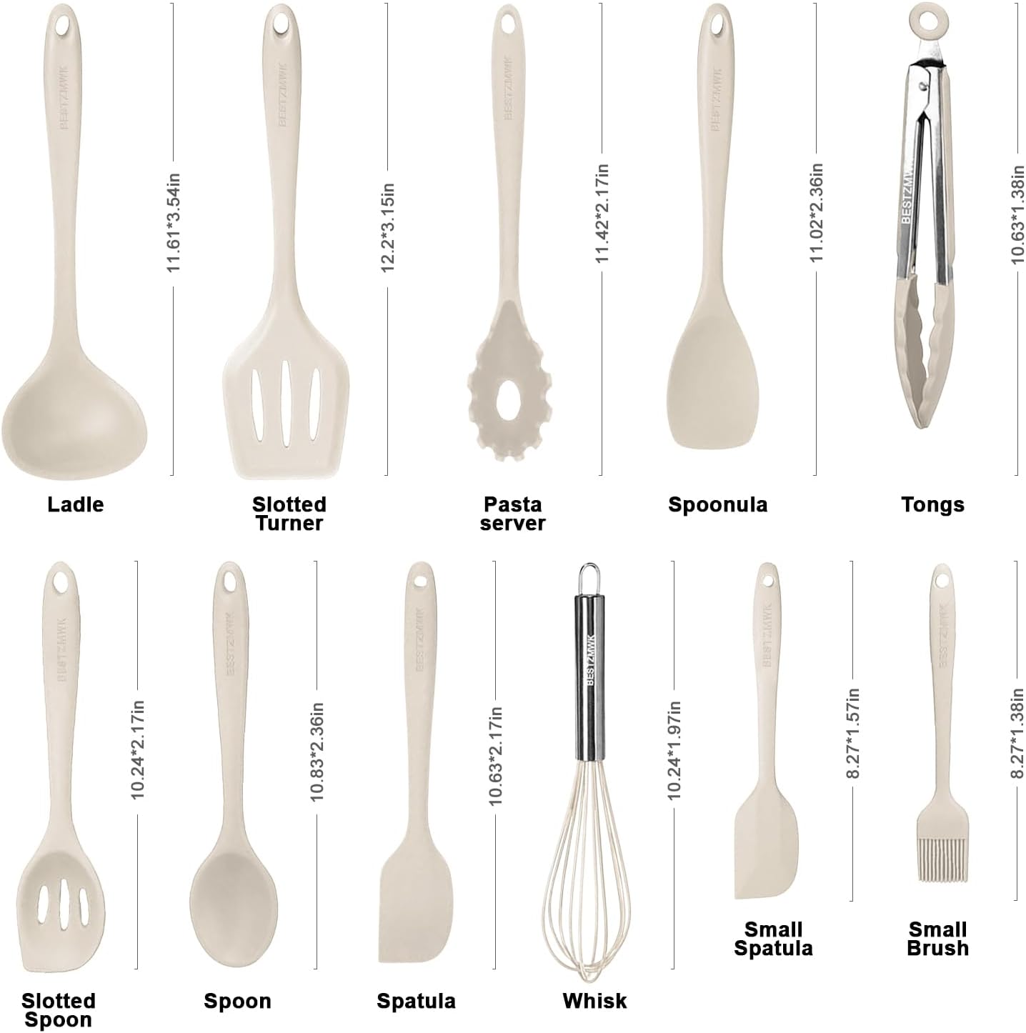 Kitchen Utensil Set - 11 Cooking Utensils - Colorful Silicone Kitchen Utensils - Nonstick Cookware with Spatula Set - Colored Best Kitchen Tools Kitchen Gadgets (Black)