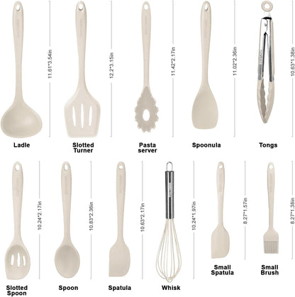 Kitchen Utensil Set - 11 Cooking Utensils - Colorful Silicone Kitchen Utensils - Nonstick Cookware with Spatula Set - Colored Best Kitchen Tools Kitchen Gadgets (Black)