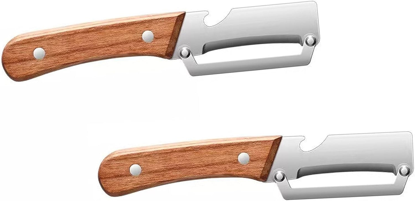 Multifunctional Vegetable Peeler,Zero Flex Peeler with Wooden Handle and Bottle Opener,Stainless Steel Kitchen Tool Suitable for All Kinds Of Vegetables and Fruits(2 PCS)