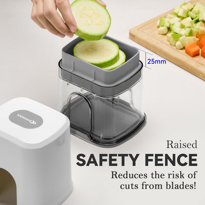 KEOUKE Multifunctional Vegetable Chopper Red - 3 Interchangeable Blades Potato French Fry Cutter with Container & Storage Box Food Chopper Dicer for Cucumber, Tomato, Carrot, Onion