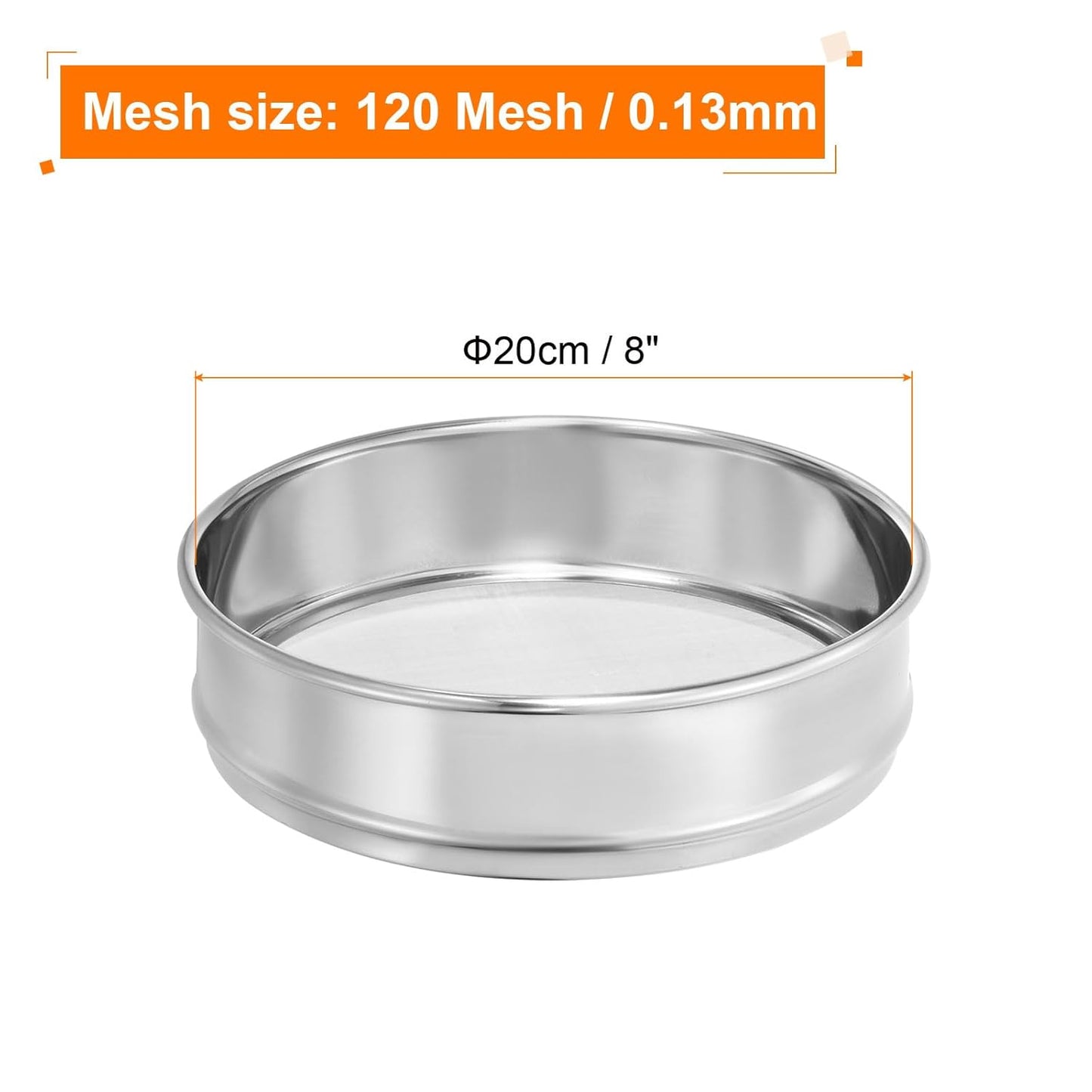 PATIKIL 10 Mesh Lab Sieve, 8" Diameter Test Sieve 304 Stainless Steel Wire Cloth (2mm) for Industrial Laboratory