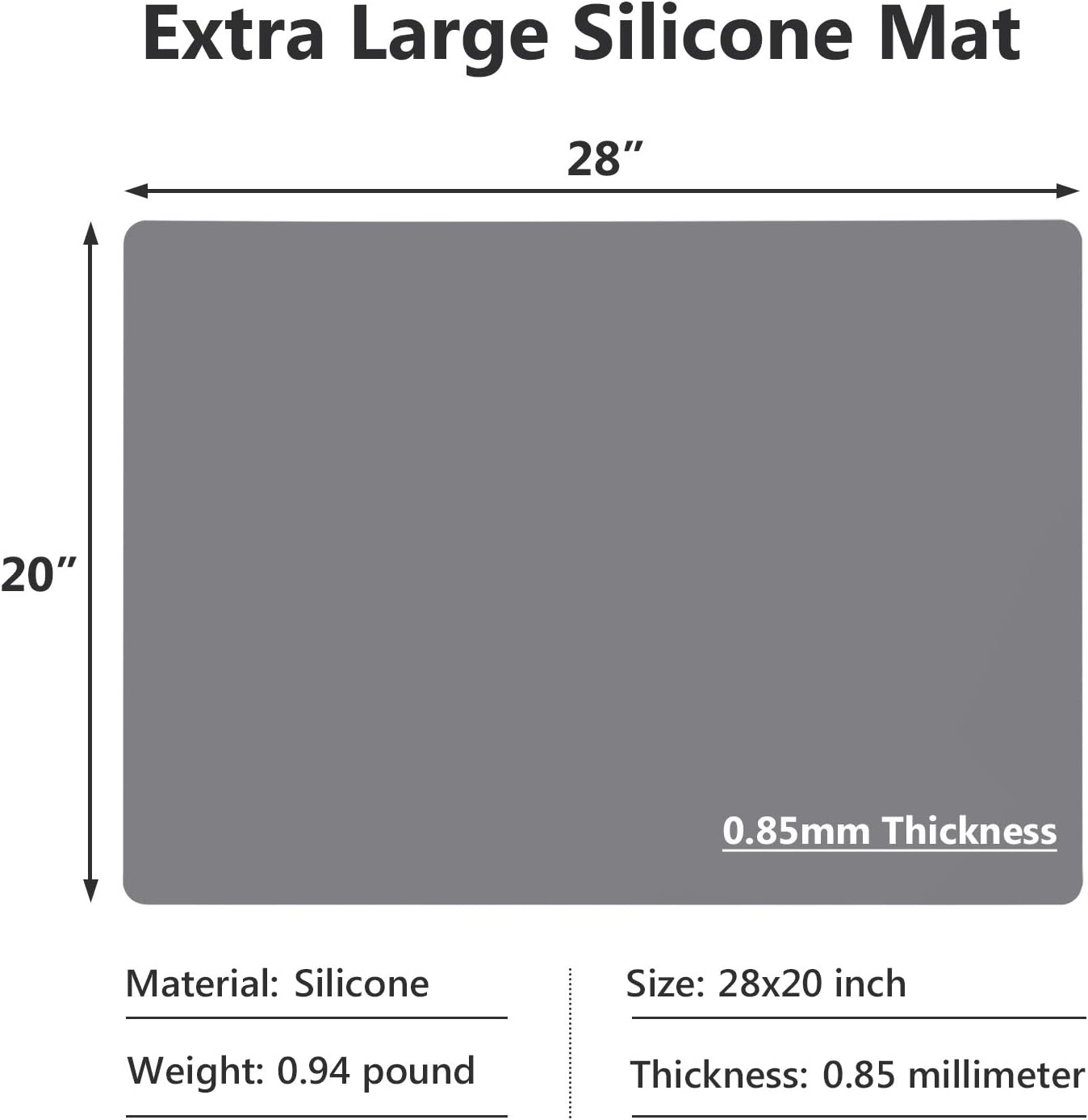 Gartful Silicone Mats for Kitchen Counter, Large Silicone Countertop Protector 25" by 17", Nonskid Heat Resistant Desk Saver Pad, Multipurpose Mat, Placemat, Black