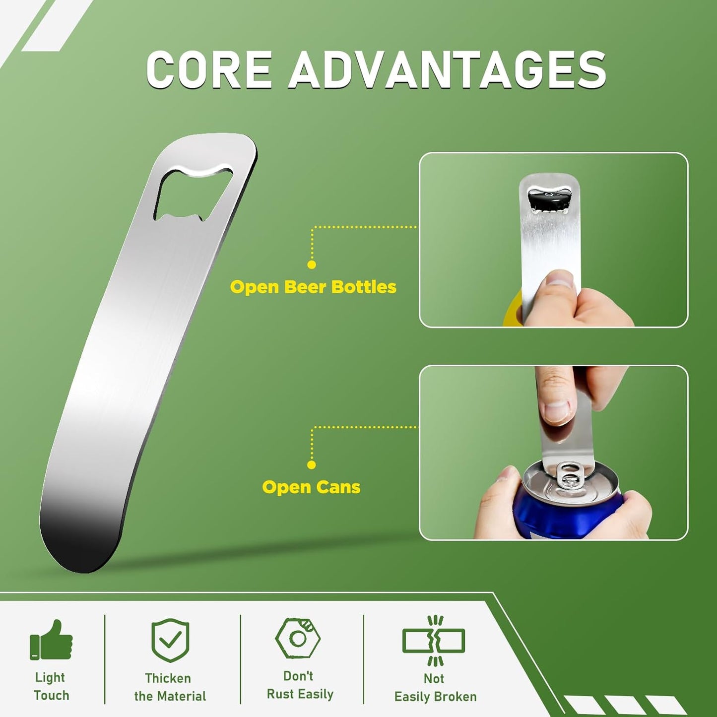 2 PCS Stainless Steel Beer Bottle Opener, Soda Can Opener, Beer Can Opener, Water Bottle Opener, Perfect Bar Accessory for Beer Lovers, Great Gift Idea