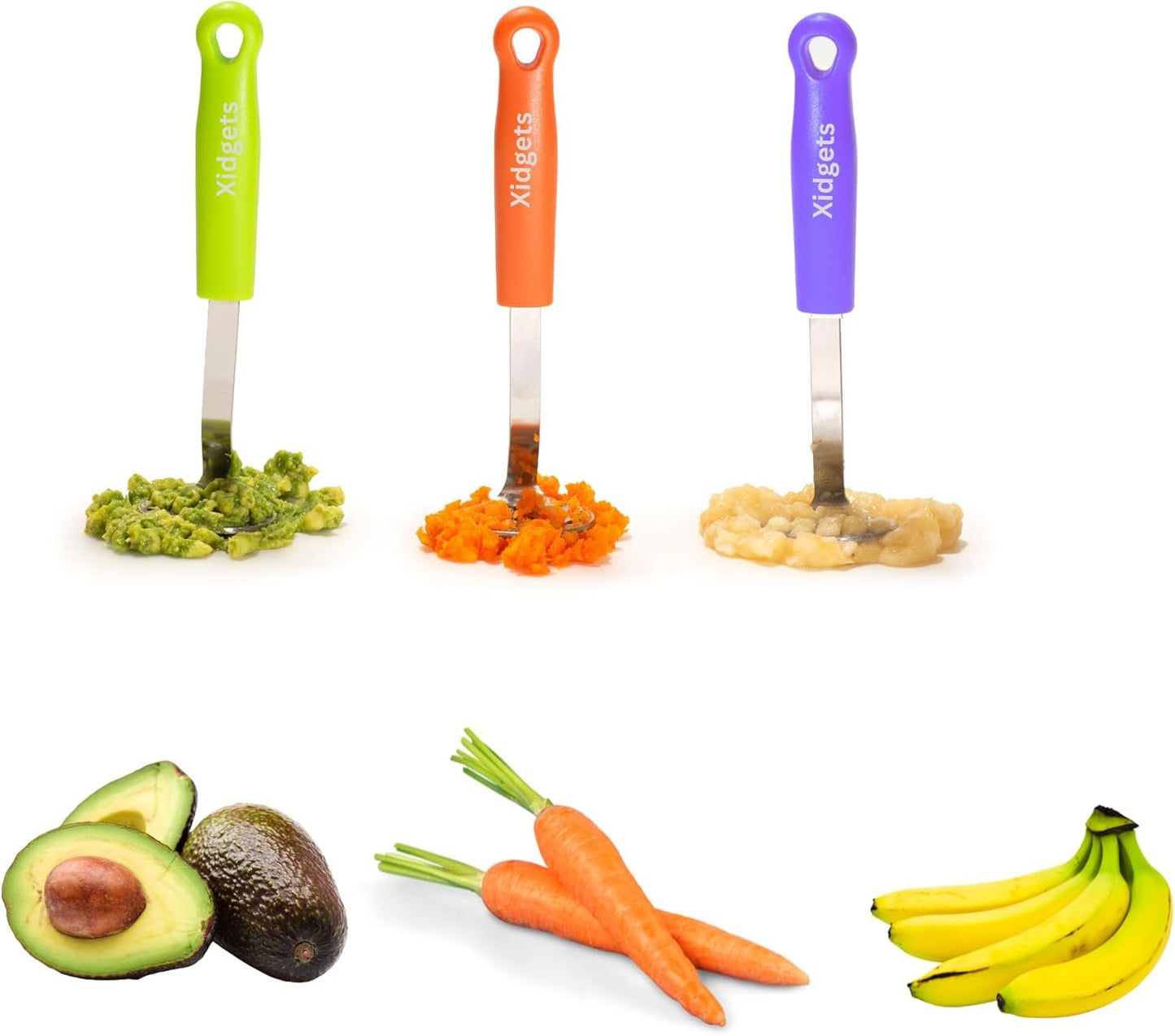 2pc Avocado Tool Set in Box - 3-in-1 Avocado Slicer with Cutter & Pit Remover + Mini Masher - Kitchen Utensil Gift Set for Guacamole Lovers by Xidgets (Zippy Green/Zippy Green)