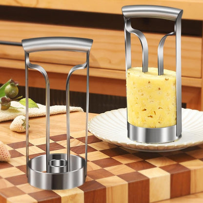 Stainless Steel Pineapple Corer – 304 Heavy Duty Fruit Slicer & Core Remover, 10-Second Pineapple Peeler Tool, Ergonomic Kitchen Gadget for Pineapple Rings, Easy Storage (7.9" Height)