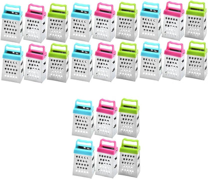 PRETYZOOM Mini Stainless Steel Cheese Grater Box with Non-Slip Handle Multipurpose Hand Grater for Cheese Garlic Ginger and Vegetable Slicing Compact 2.63 Inch Kitchen Shredder Set of 30
