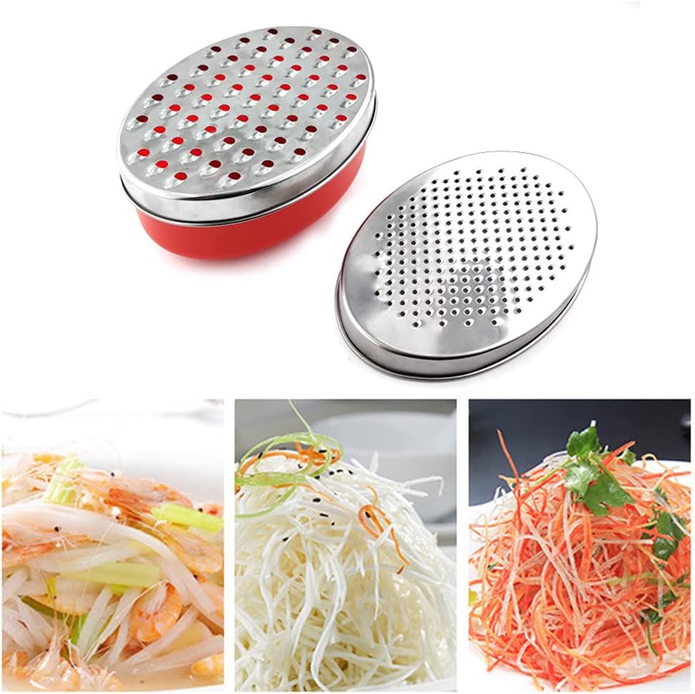 Cheese Grater Two Side Vegetable Slicer Stainless Steel Potato Shredder with Container Use for Carrots Cucumbers Onion Potato