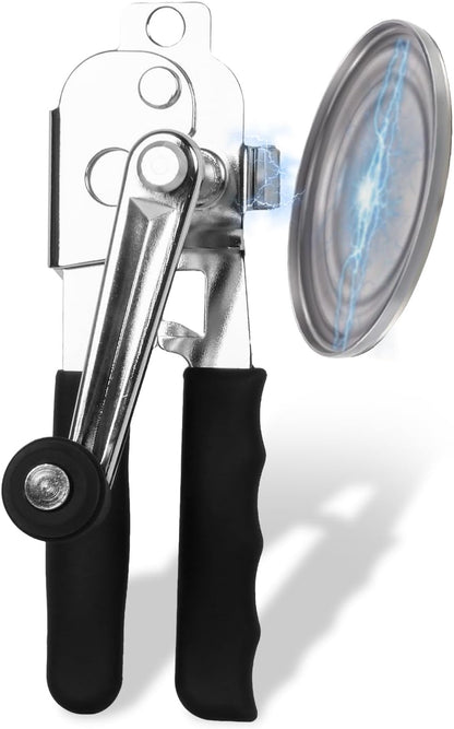 Commercial Can Opener with Magnet, Manual Heavy Duty Hand Crank Can Opener Smooth Edge with Comfortable Handles, Fit Most Size Cans, Large Cans for Seniors, Kitchen(NOT Foldable)