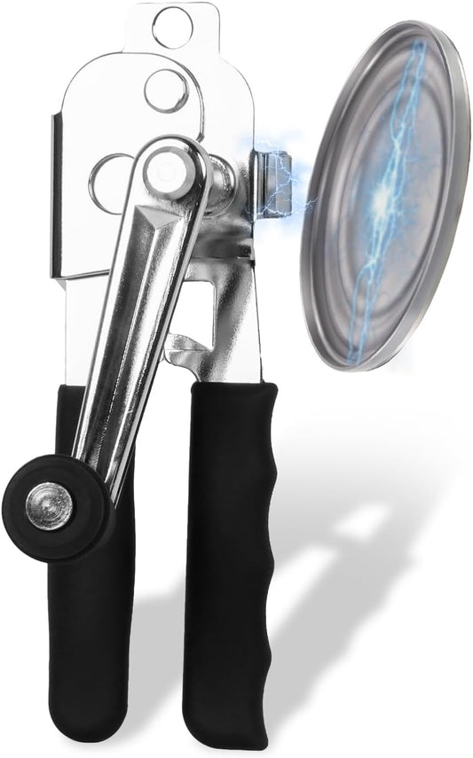Commercial Can Opener with Magnet, Manual Heavy Duty Hand Crank Can Opener Smooth Edge with Comfortable Handles, Fit Most Size Cans, Large Cans for Seniors, Kitchen(NOT Foldable)