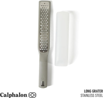 Calphalon Prime Stainless Steel Handheld Grater Lemon Zester W/Cover & Rubber Handle - Navy Blue