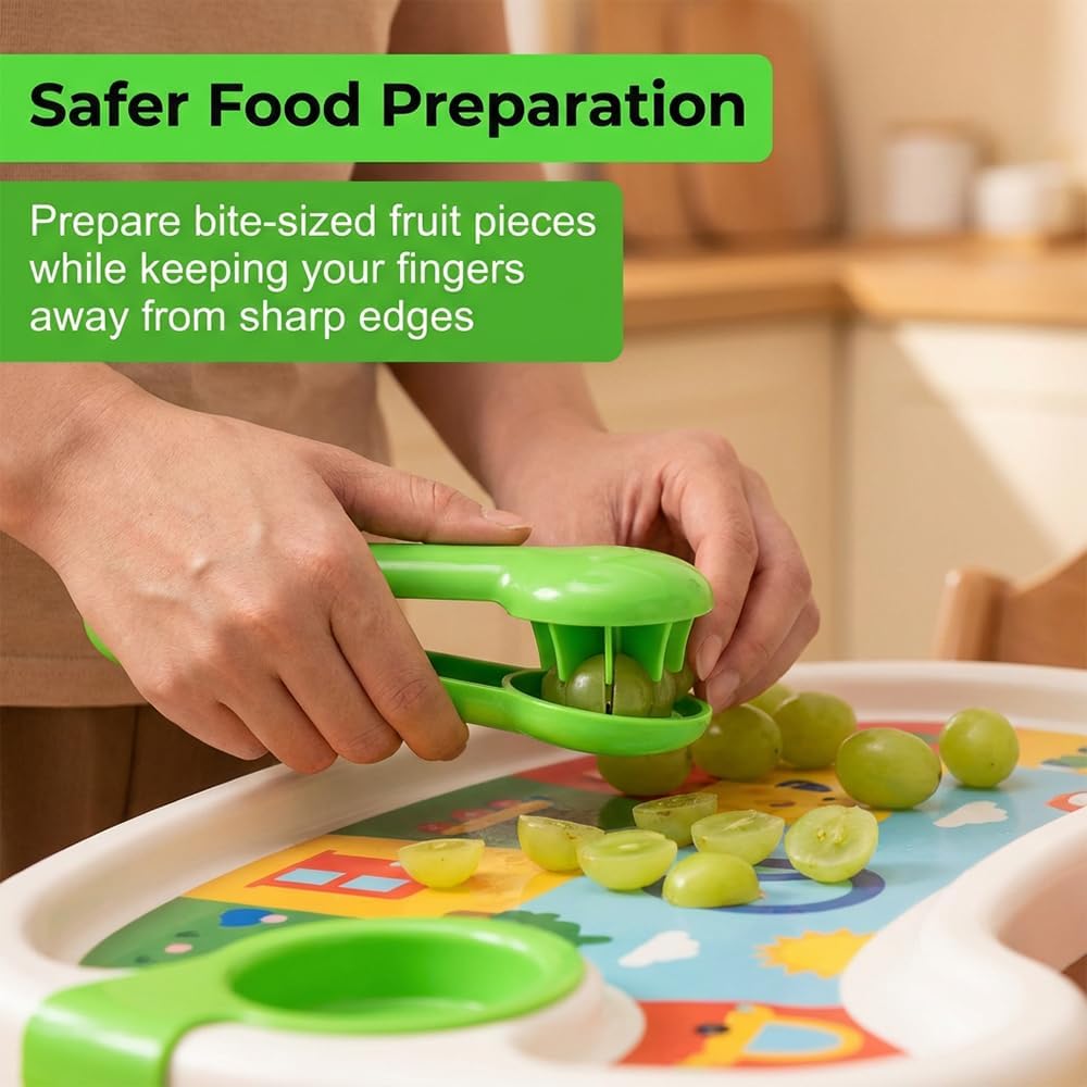 Grape Cutter Tool, Fruit Slicer Cuts Cherry Tomatoes & Strawberries into 4 Pieces, Fruit Quarter Tool for Salad, Cake Decoration, Kitchen Gadgets (green)