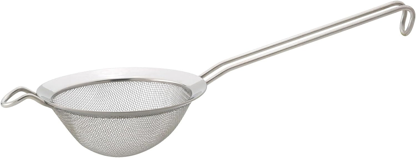 HIC Kitchen Fine Mesh Strainer With Helper Handle, 18/8 Stainless Steel, 6-Inch, For Sifting, Draining, And Straining Pasta, Vegetables, Stocks, And Sauces