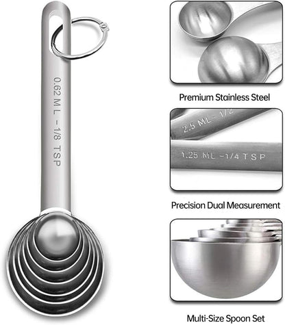 Tablespoon Measuring Spoons Set,7 PCS Metal Measuring Spoons,Stainless Steel Measuring Spoons for Cooking Bakeing