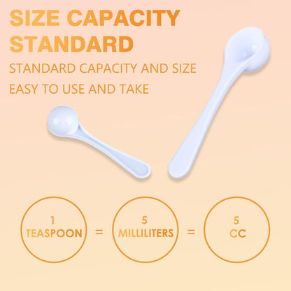 10Pack Teaspoon Measuring Spoons - Bulk Plastic Scoops for Coffee, Spice Jars - Accurate Measure for Cooking and Baking - 5 ml Capacity