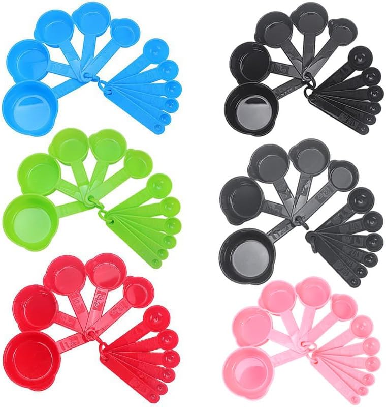 Plastic Measuring Cups and Spoons Set 11, 5 Plastic Measuring Cups & 6 Measuring Spoons Set for Liquid & Dry Measure Use, Measure Cups & Spoons for Kitchen & Baking, Purple